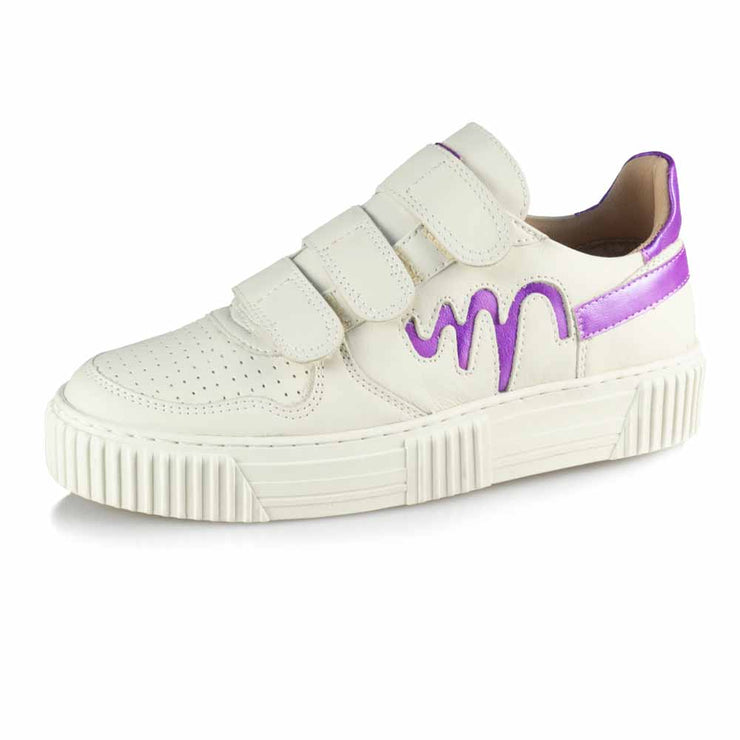 Movers by Sandro Moscoloni Women's Casual Genuine Leather Sneakers Mora Off white / Purple