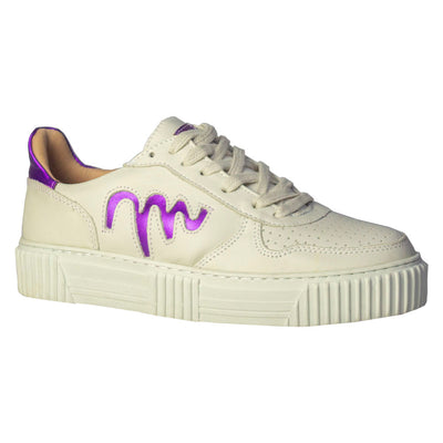 Movers by Sandro Moscoloni Women's Casual Genuine Leather Sneakers Pantanal off white / purple