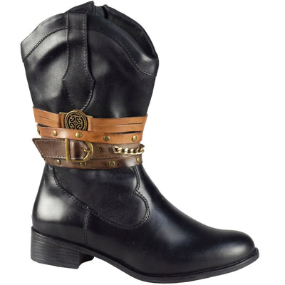 Sandro Moscoloni Women's Comfortable Western Genuine Leather Robin Black