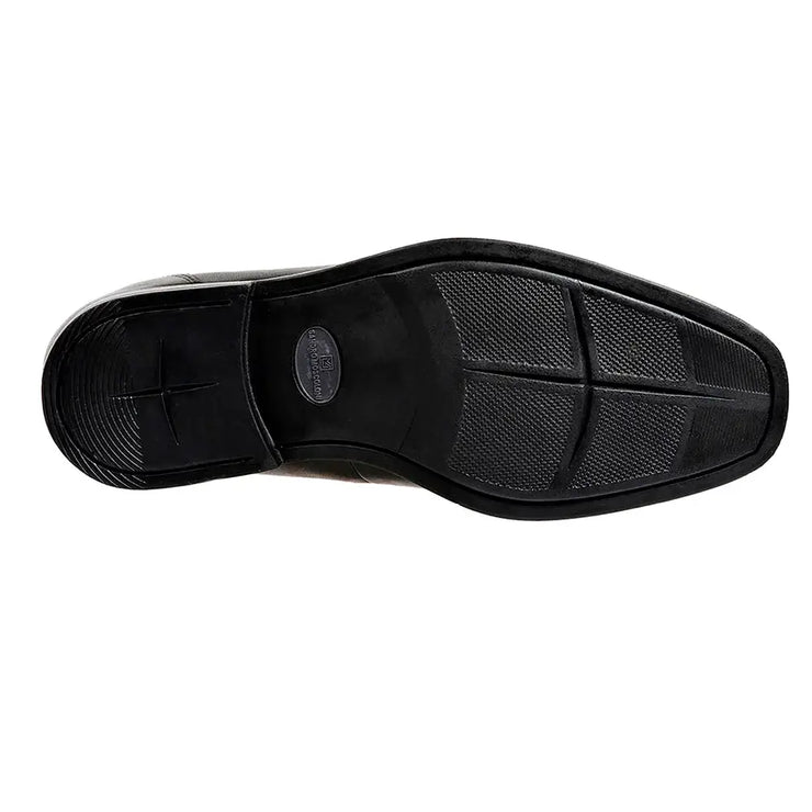 The stylish men's penny loafer sandro moscoloni Stuart black shoe seen through the sole