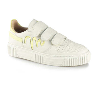Movers by Sandro Moscoloni Women's Casual Genuine Leather Sneakers Mora Off white / Yellow
