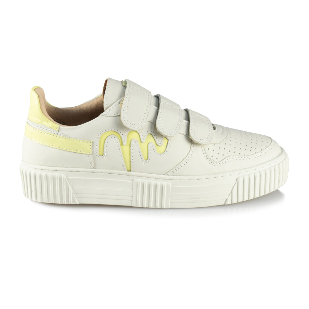Movers by Sandro Moscoloni Women's Casual Genuine Leather Sneakers Mora Off white / Yellow