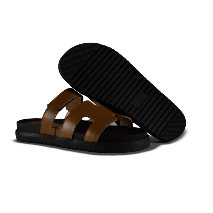 Sandro Moscoloni Women's Flat Papete Sandals Brk Genuine Leather Samira Tan