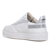 Movers by Sandro Moscoloni Women's Casual Genuine Leather Sneakers Urca White and Silver