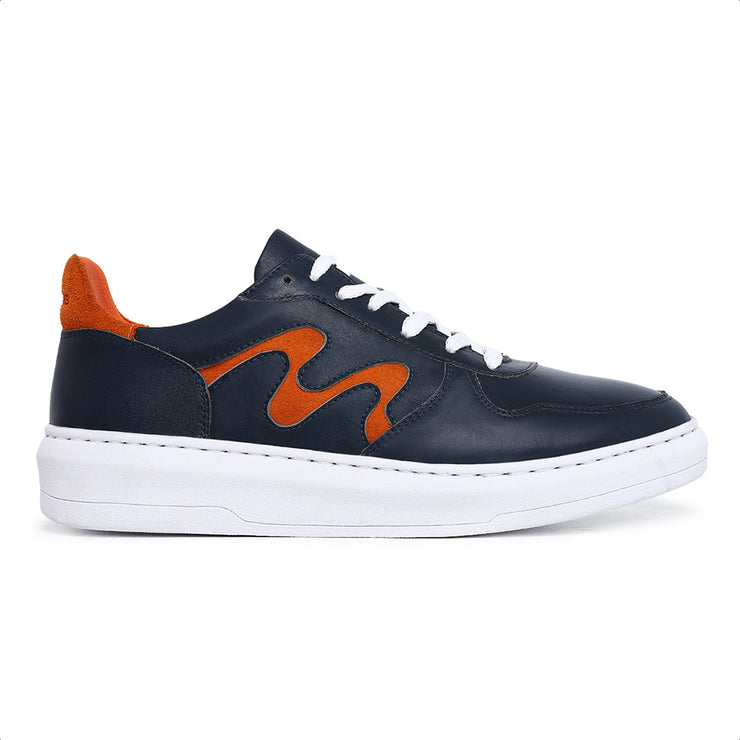 Movers by Sandro Moscoloni Men's Casual Genuine Leather Sneakers Lapa Navy/Orange