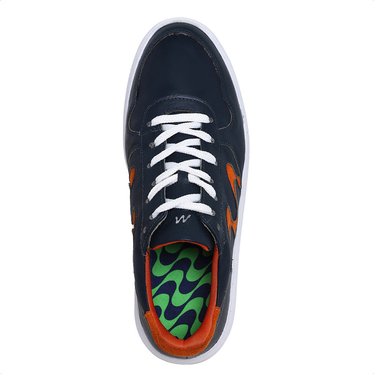 Movers by Sandro Moscoloni Men's Casual Genuine Leather Sneakers Lapa Navy/Orange