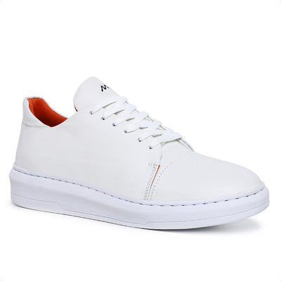 Movers by Sandro Moscoloni Men's Casual Genuine Leather Sneakers Leme White