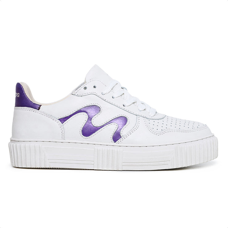 Movers by Sandro Moscoloni Women's Casual Genuine Leather Sneakers RIO White and Purple