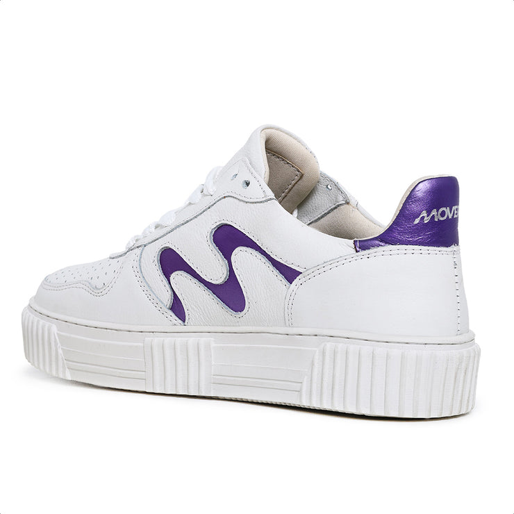 Movers by Sandro Moscoloni Women's Casual Genuine Leather Sneakers RIO White and Purple