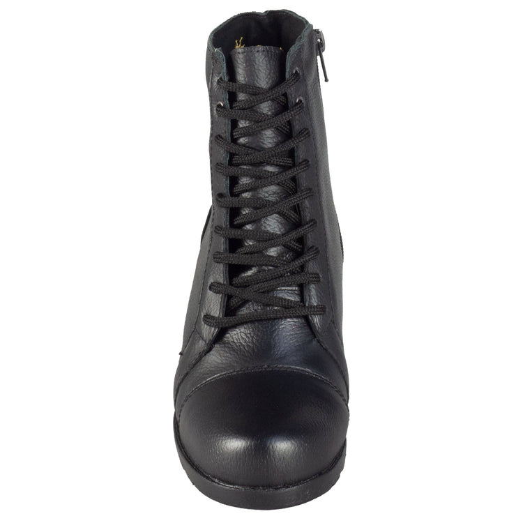 Sandro Moscoloni Women's Genuine Leather Lace up External Zip Ankle Boot Gail Black