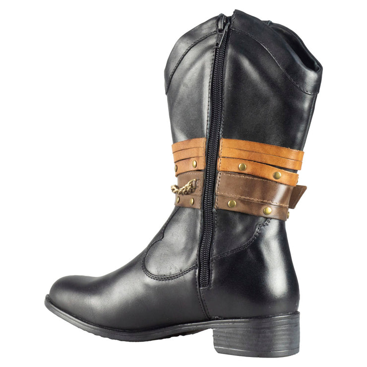Sandro Moscoloni Women's Comfortable Western Genuine Leather Robin Black