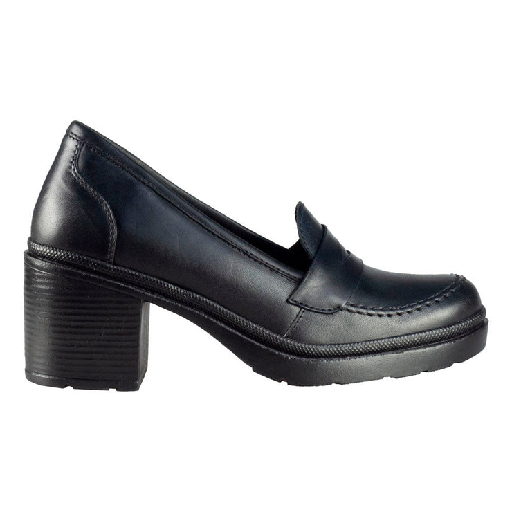 Sandro Moscoloni Women's Genuine Leather Shoe Comfy Penny Loafer Block Heel Yara Black