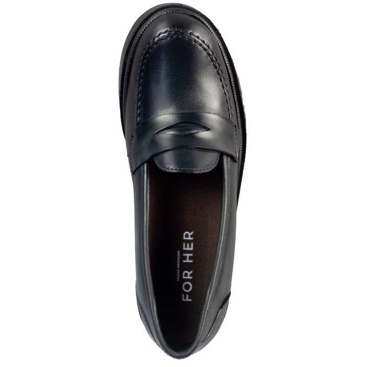 Sandro Moscoloni Women's Genuine Leather Shoe Comfy Penny Loafer Block Heel Yara Black