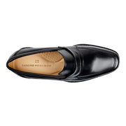 The stylish sandro moscoloni stuart men's penny loafer in black seen from above